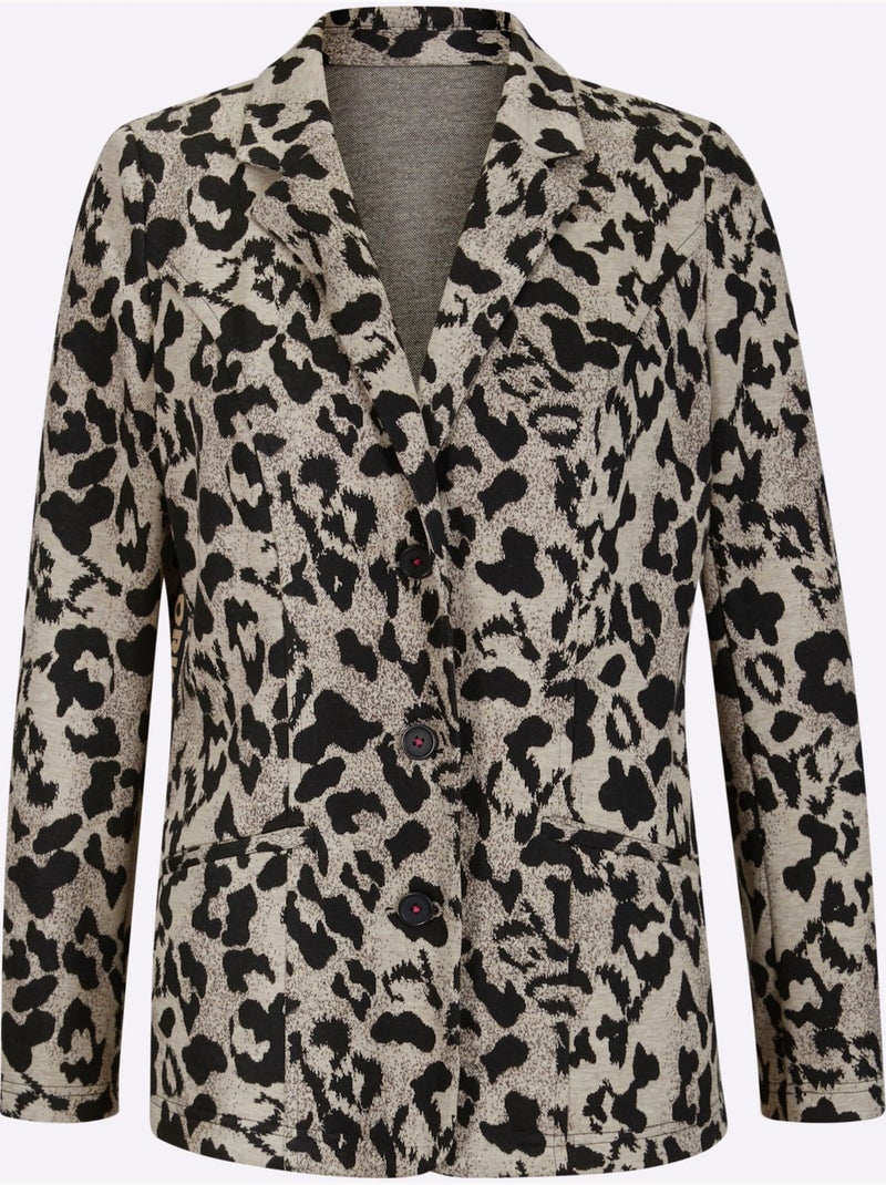 Blazer Jacquard Joli Jacquard à L'aspect Animal - Taille Standard - Helline Beige/Noir - Kiabi