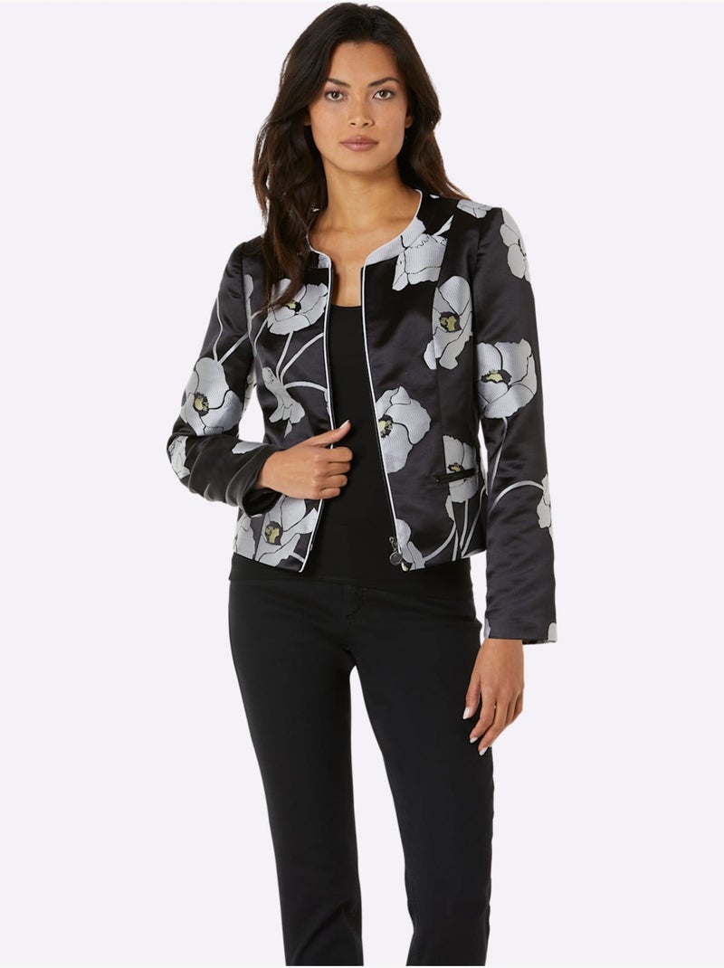 Blazer Jacquard Mélange Luxueux - Taille Standard - Helline Noir Noir Gris - Kiabi