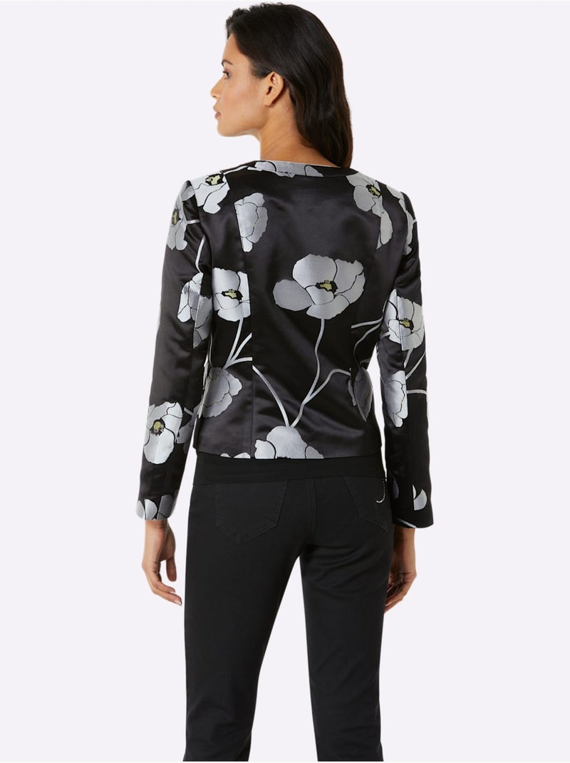 Blazer Jacquard Mélange Luxueux - Taille Standard - Helline Noir Noir Gris - Kiabi