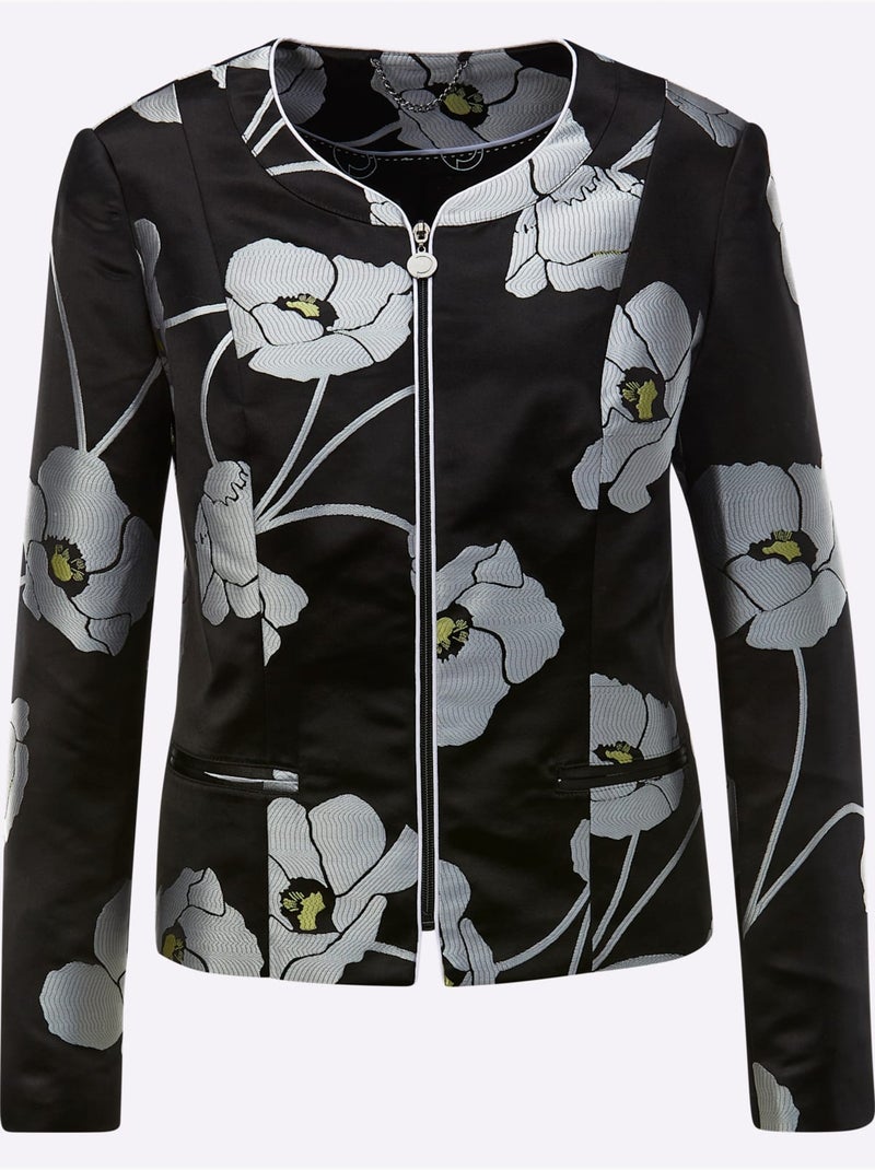 Blazer Jacquard Mélange Luxueux - Taille Standard - Helline Noir Noir Gris - Kiabi