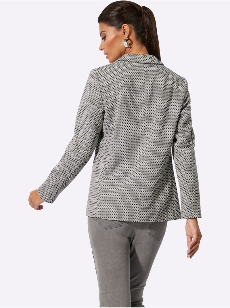Blazer Jacquard Qualité Jacquard Bicolore - Taille Standard - Helline Noir Ecru - Kiabi