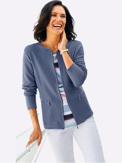 Blazer léger à col rond et manches longues avec poches zippées - Taille standard - Witt - Kiabi Blazer léger à col rond et manches longues avec poches zippées - Taille standard - Witt - Kiabi
