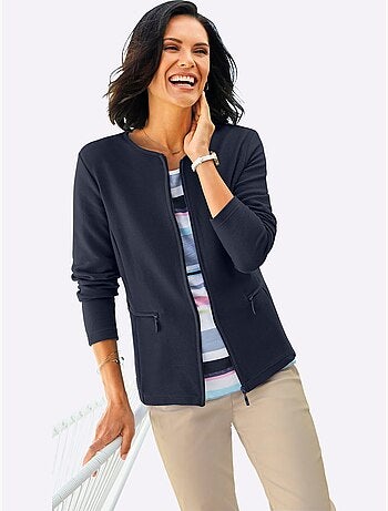 Blazer léger en coton à col rond et poches zippées - taille standard - witt