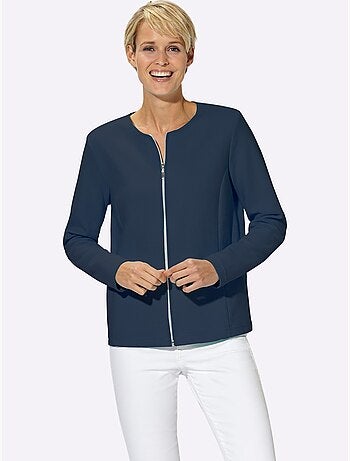 Blazer léger en coton à col rond et poches zippées - taille standard - witt