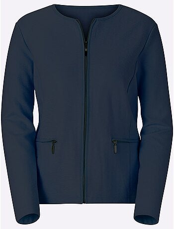 Blazer léger en coton à col rond et poches zippées - taille standard - witt