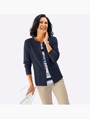 Blazer léger en coton à col rond et poches zippées - taille standard - witt