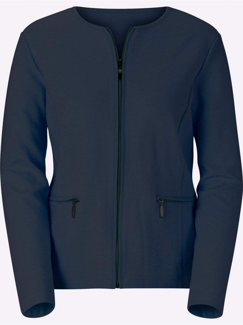 Blazer léger à encolure ronde avec poches à glissière - taille standard - witt Bleu marine - Kiabi