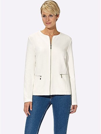 Blazer léger en coton à col rond et poches zippées - Taille standard - Witt