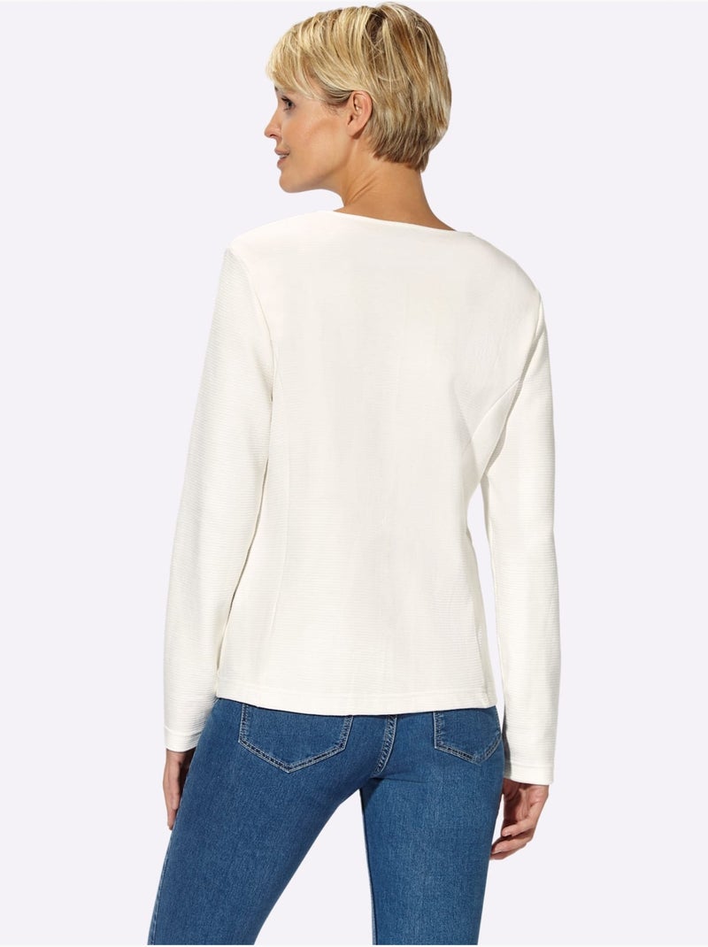 Blazer léger en coton à col rond et poches zippées - Taille standard - Witt Blanc - Kiabi