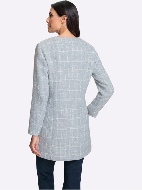 Blazer long à carreaux en fil bouclé manches longues boutons fantaisie - Taille standard - Witt - Kiabi Blazer long à carreaux en fil bouclé manches longues boutons fantaisie - Taille standard - Witt - Kiabi