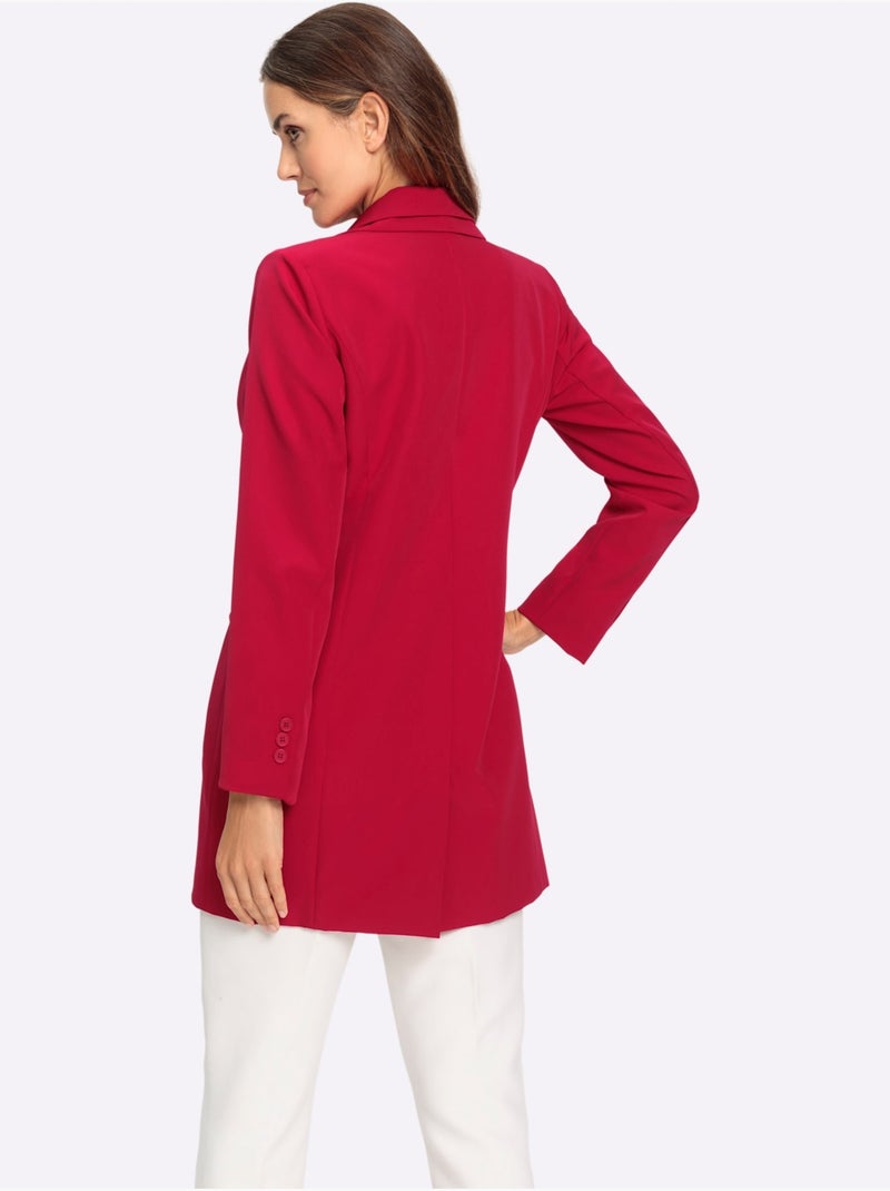 Blazer Long Col à Revers élégant - Taille Standard - Helline Rouge - Kiabi