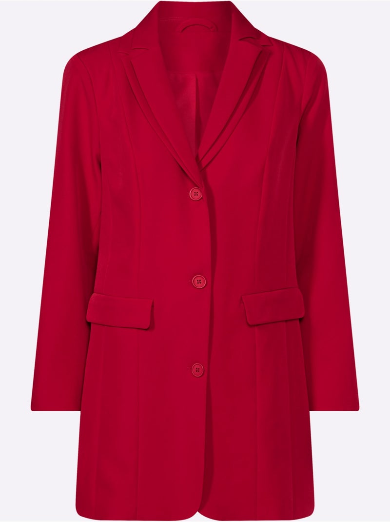 Blazer Long Col à Revers élégant - Taille Standard - Helline Rouge - Kiabi