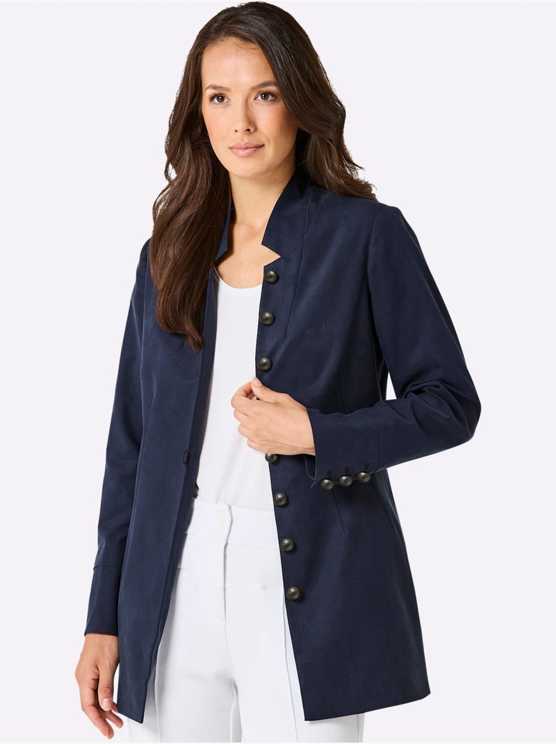 Blazer Long Doublure Acétate - Taille Standard - helline Bleu marine - Kiabi