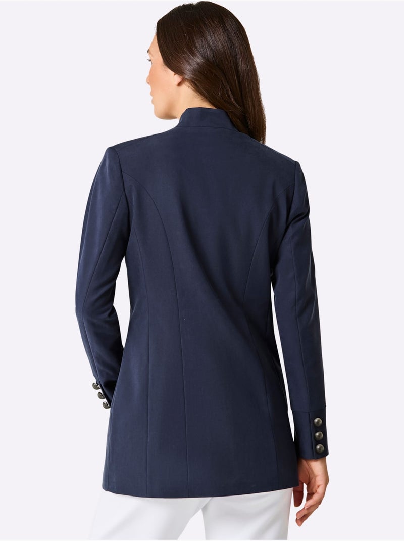 Blazer Long Doublure Acétate - Taille Standard - helline Bleu marine - Kiabi