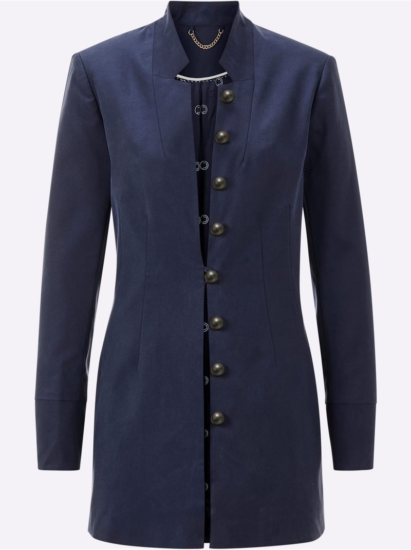 Blazer Long Doublure Acétate - Taille Standard - helline Bleu marine - Kiabi