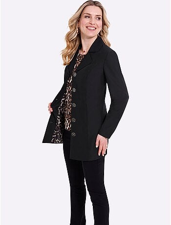 Blazer Long Doublure Imprimé Animal - Taille Standard - Moda Vilona