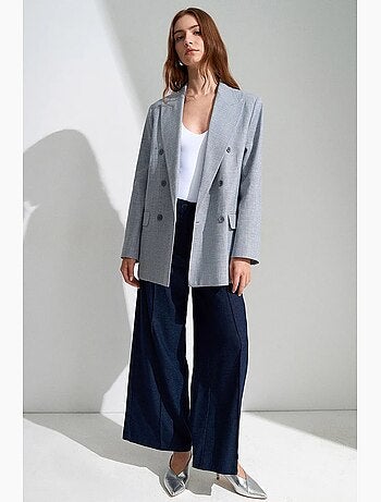 Blazer long en crêpe à col châle dilvin