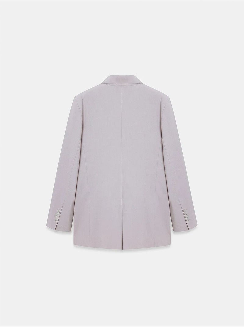 Blazer long en crêpe à col châle dilvin Gris clair - Kiabi