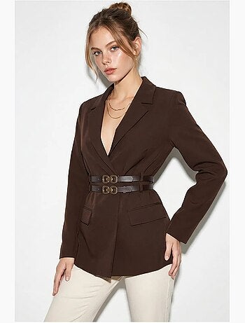 Blazer long en crêpe avec détail appliqué lucci