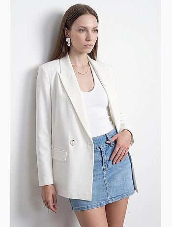 Blazer long en satin à col châle dilvin