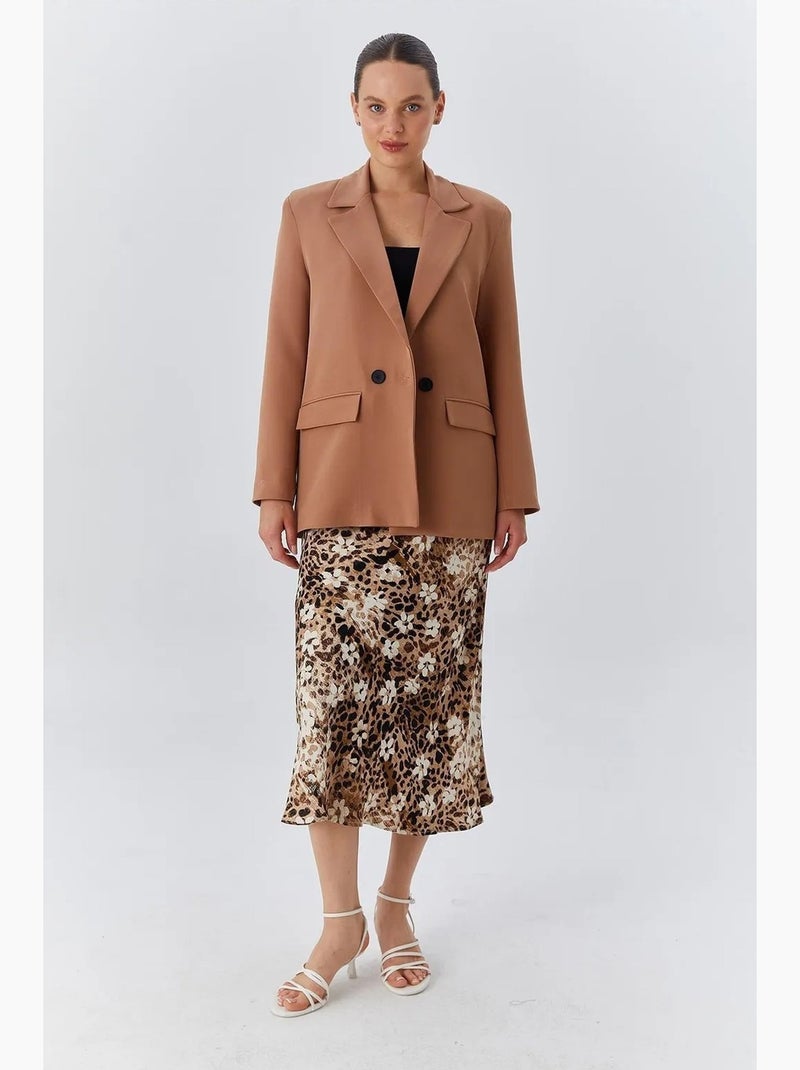 Blazer long en similicuir avec fermeture boutonnée mixray Camel - Kiabi