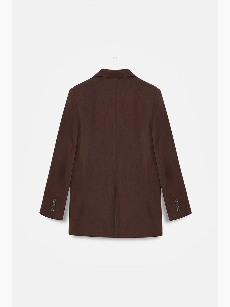 Blazer long en tencel à col châle dilvin Marron chocolat - Kiabi