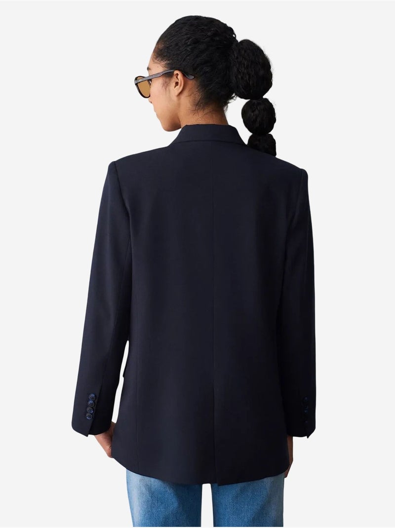 Blazer long oversize en crêpe dilvin Bleu marine - Kiabi