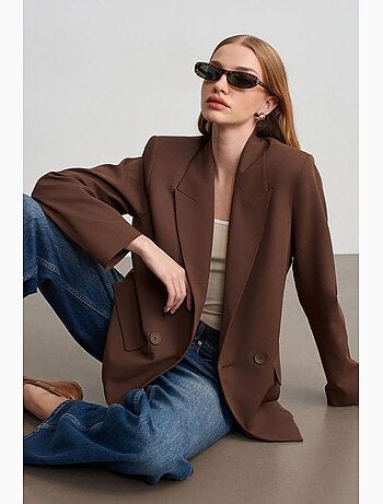 Blazer long oversize en crêpe dilvin