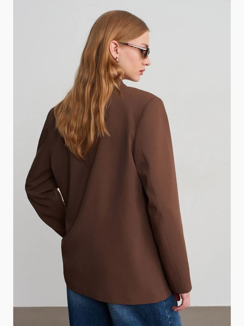 Blazer long oversize en crêpe dilvin Marron chocolat - Kiabi