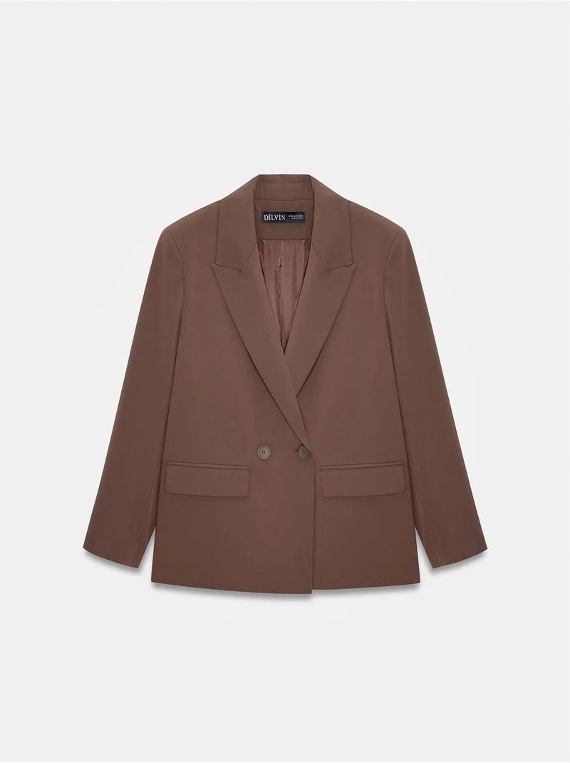Blazer long oversize en crêpe dilvin Marron chocolat - Kiabi