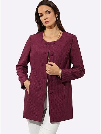 Blazer Long Qualité Jacquard à Motif Discret - Taille Standard - Helline