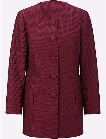 Blazer Long Qualité Jacquard à Motif Discret - Taille Standard - Helline