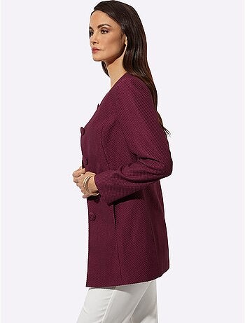 Blazer Long Qualité Jacquard à Motif Discret - Taille Standard - Helline