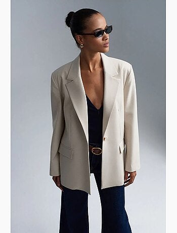 Blazer long tissé à col châle dilvin