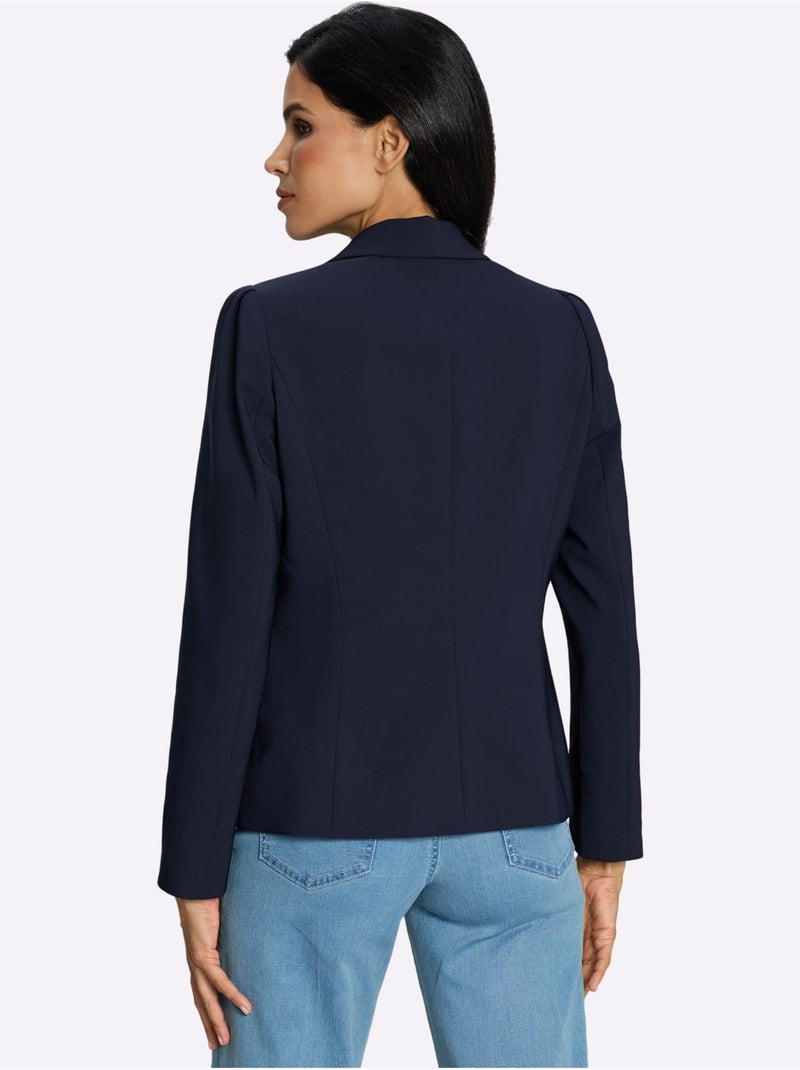 Blazer manches bouffantes discrètes - taille standard - helline Bleu marine - Kiabi