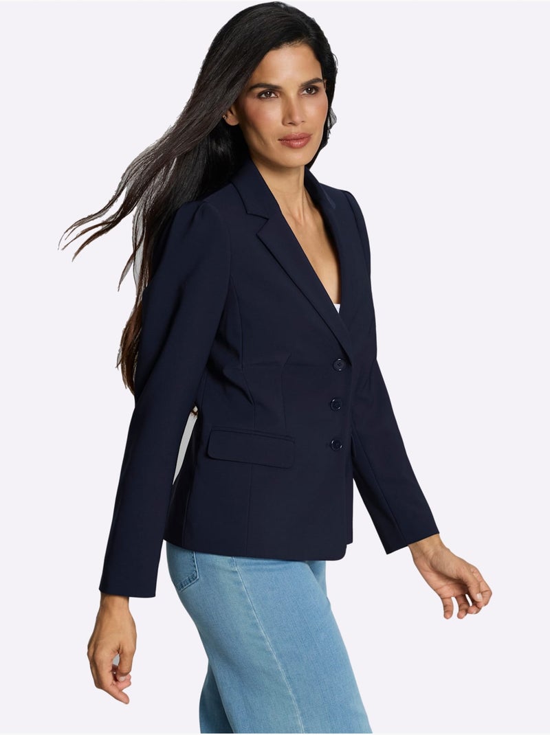 Blazer manches bouffantes discrètes - taille standard - helline Bleu marine - Kiabi