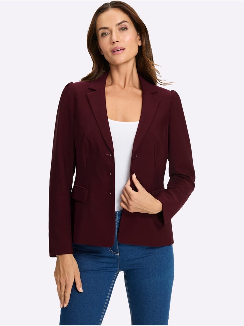 Blazer Manches Bouffantes Discrètes - Taille Standard - Helline Noir Bordeaux - Kiabi