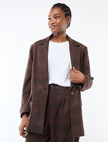 Blazer manches longues à carreaux