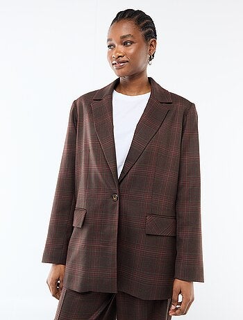 Blazer manches longues à carreaux