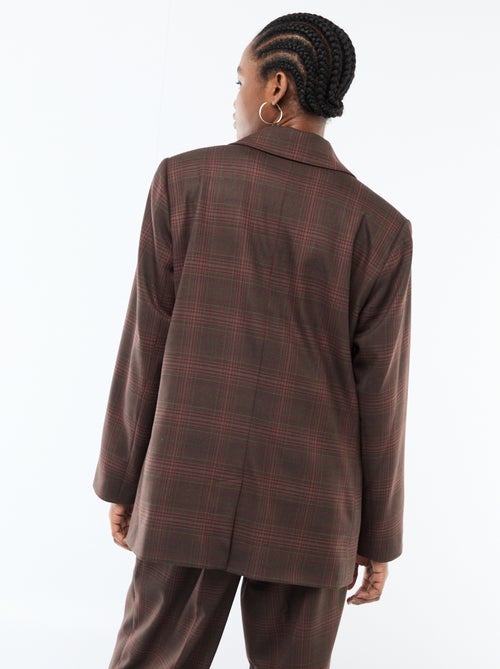 Blazer manches longues à carreaux - Kiabi