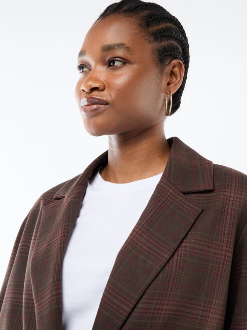 Blazer manches longues à carreaux - Kiabi