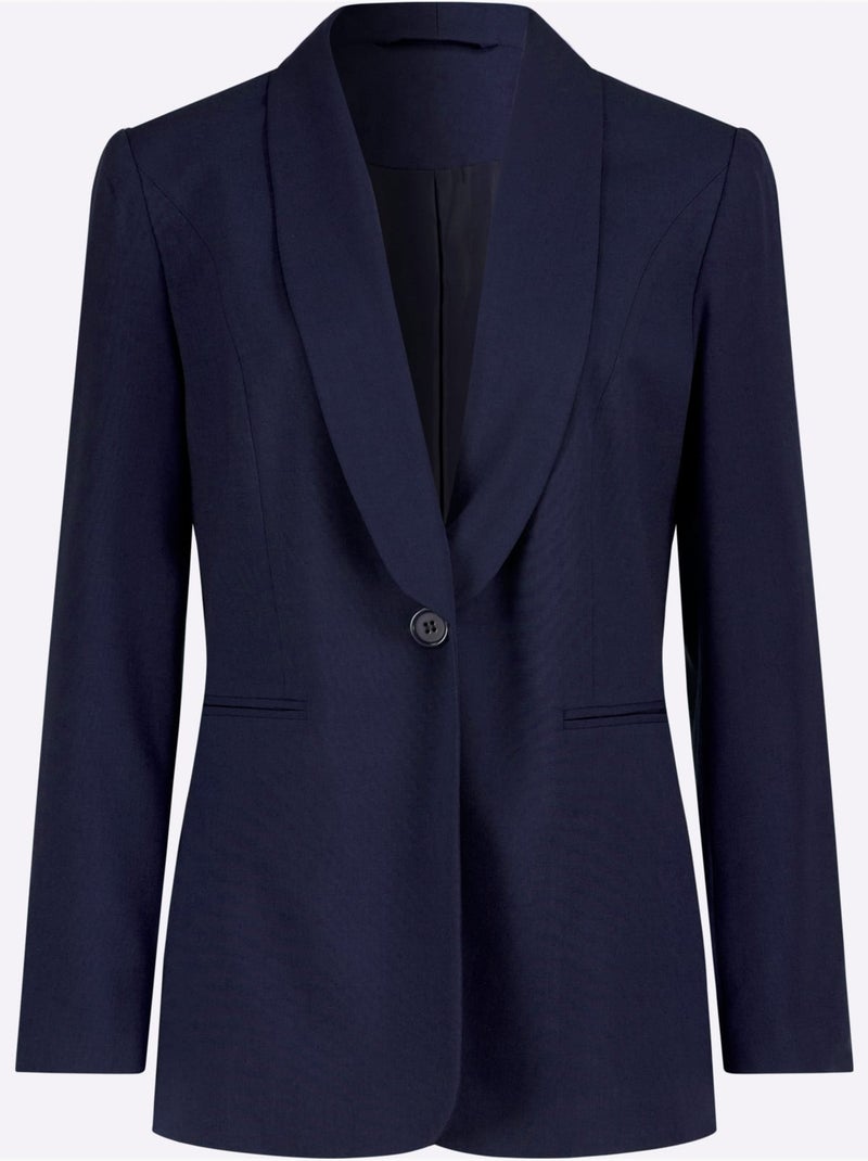 Blazer Mélange De Matières Facile D'entretien - Taille Standard - Witt Bleu marine - Kiabi