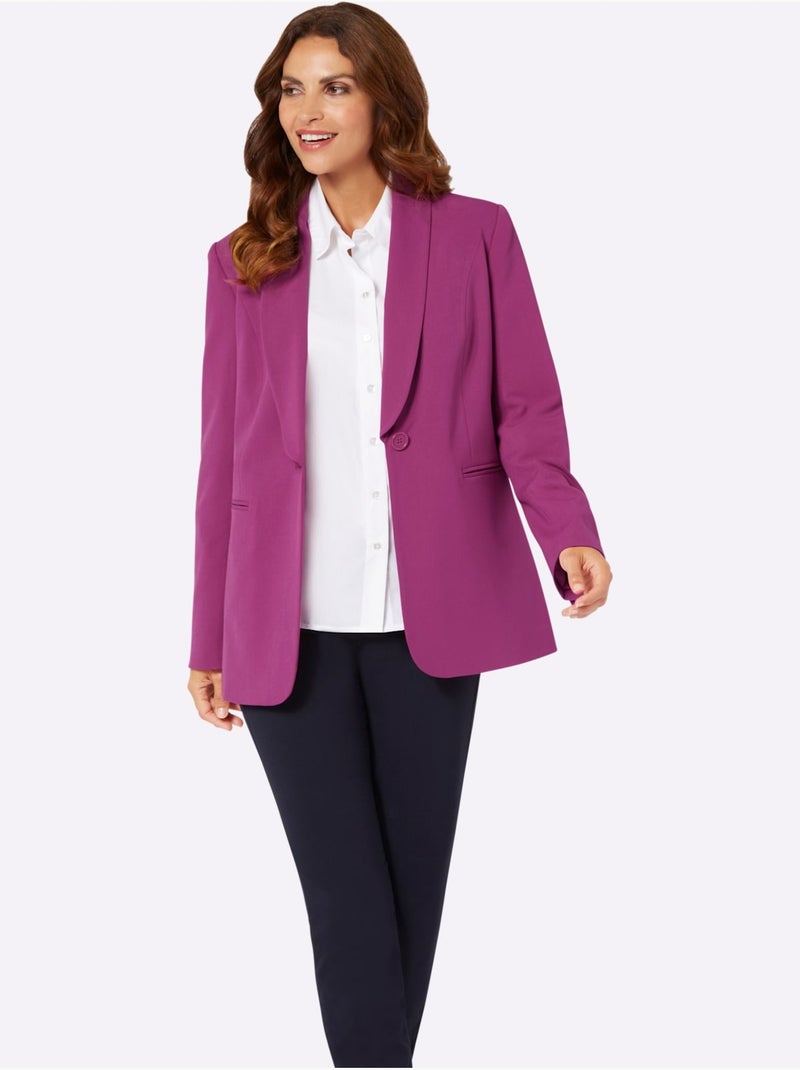 Blazer Mélange De Matières Facile D'entretien - Taille Standard - Witt Magenta - Kiabi