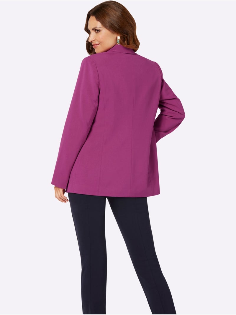 Blazer Mélange De Matières Facile D'entretien - Taille Standard - Witt Magenta - Kiabi