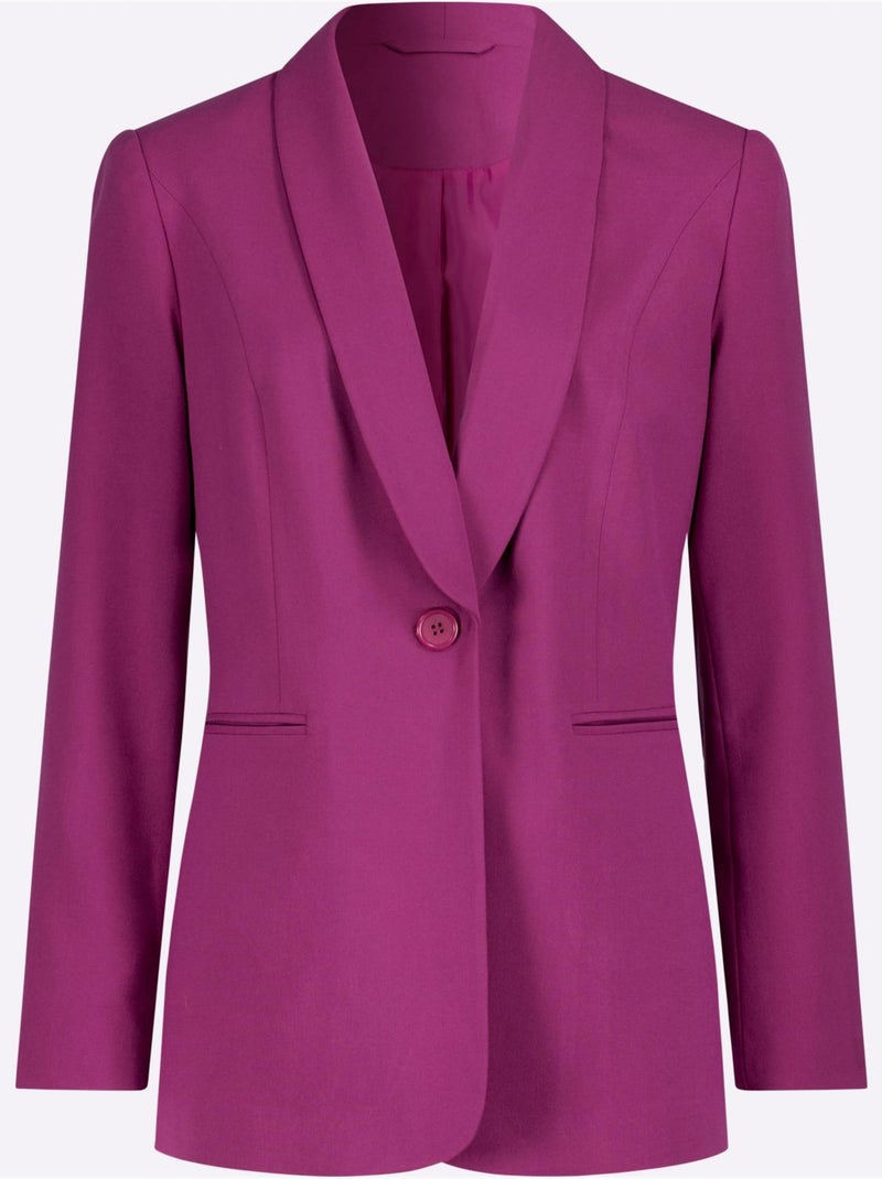 Blazer Mélange De Matières Facile D'entretien - Taille Standard - Witt Magenta - Kiabi