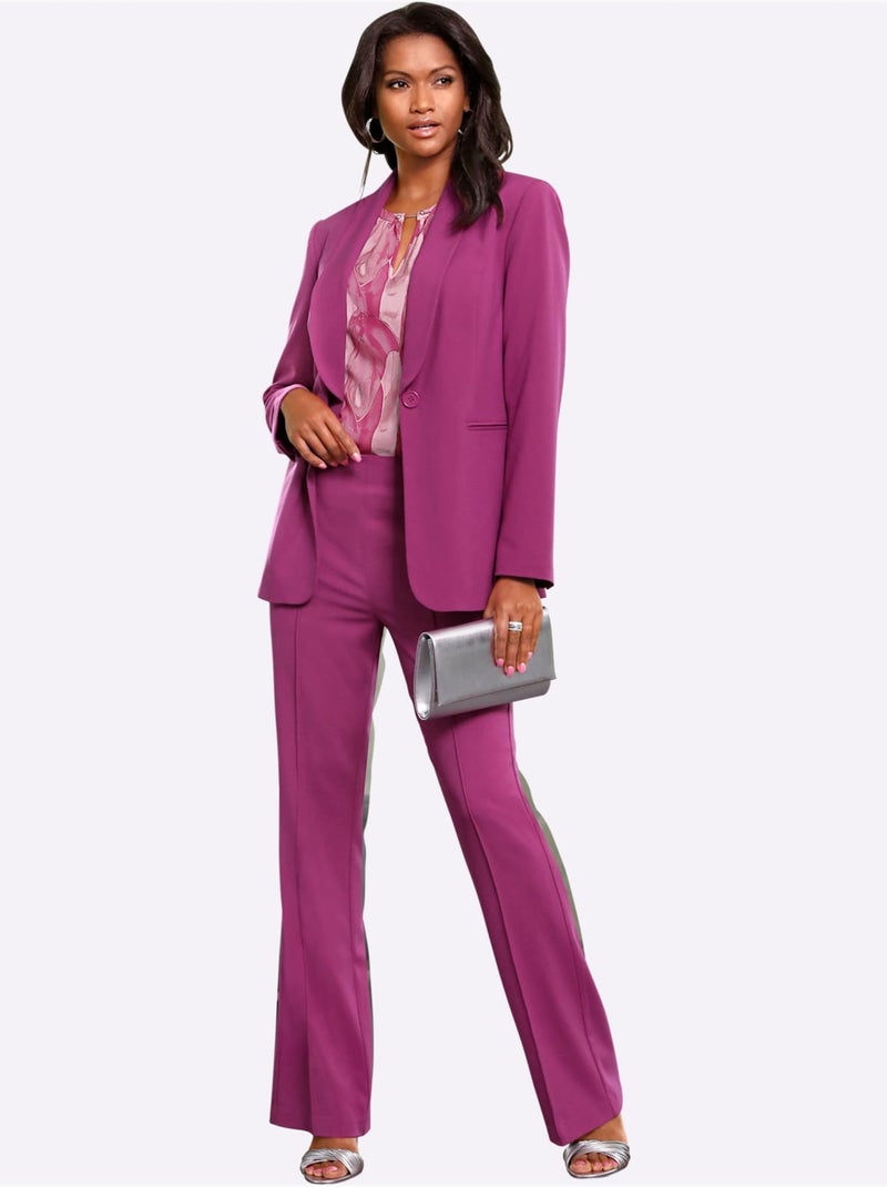 Blazer Mélange De Matières Facile D'entretien - Taille Standard - Witt Magenta - Kiabi