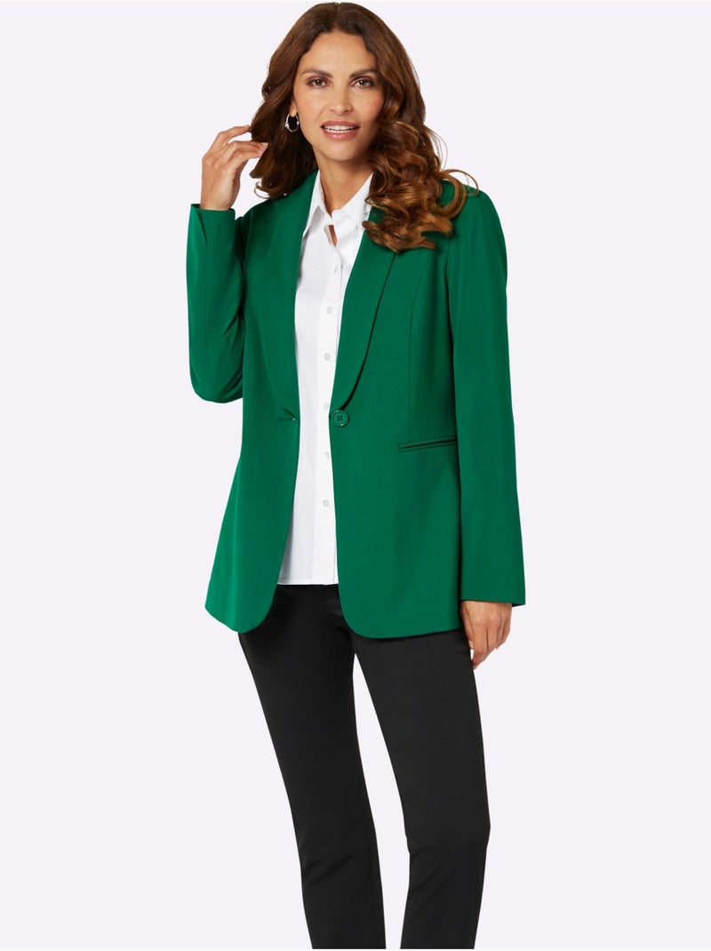 Blazer Mélange De Matières Facile D'entretien - Taille Standard - Witt Vert - Kiabi