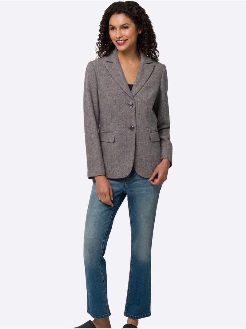 Blazer motif sergé chevron - taille standard - helline Bleu Beige - Kiabi