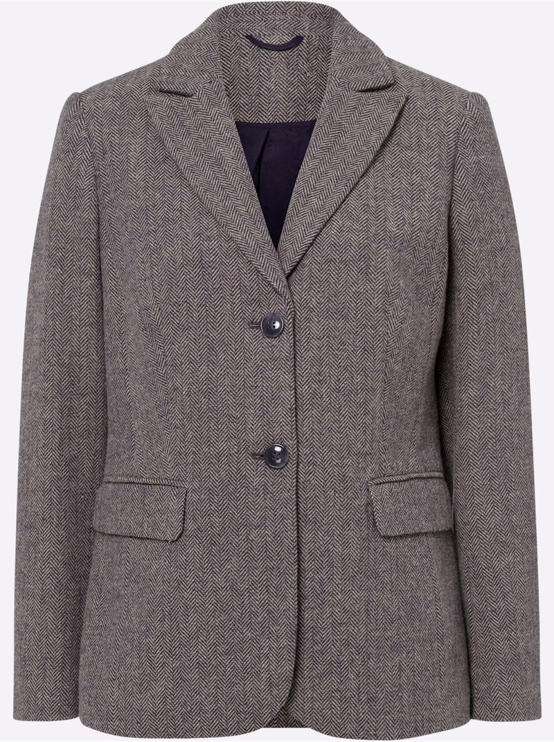 Blazer motif sergé chevron - taille standard - helline Bleu Beige - Kiabi