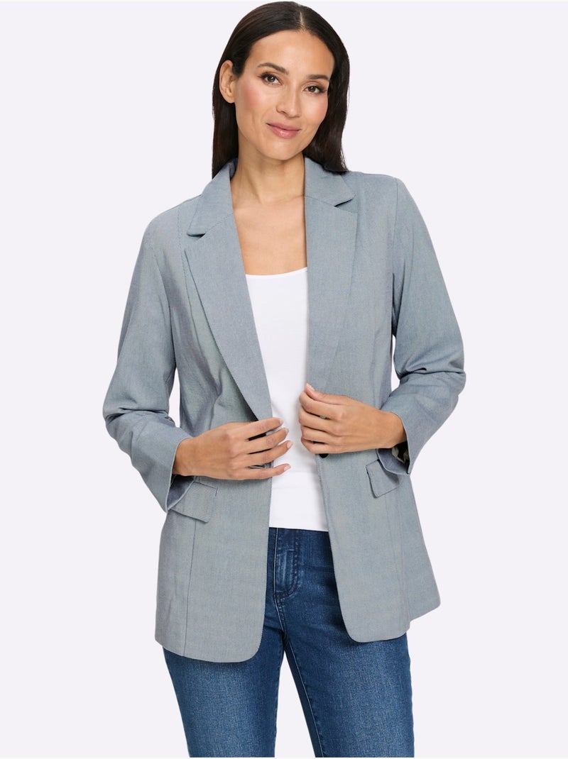 Blazer Motif Structuré Tendance - Taille Standard - Helline Bleu gris - Kiabi